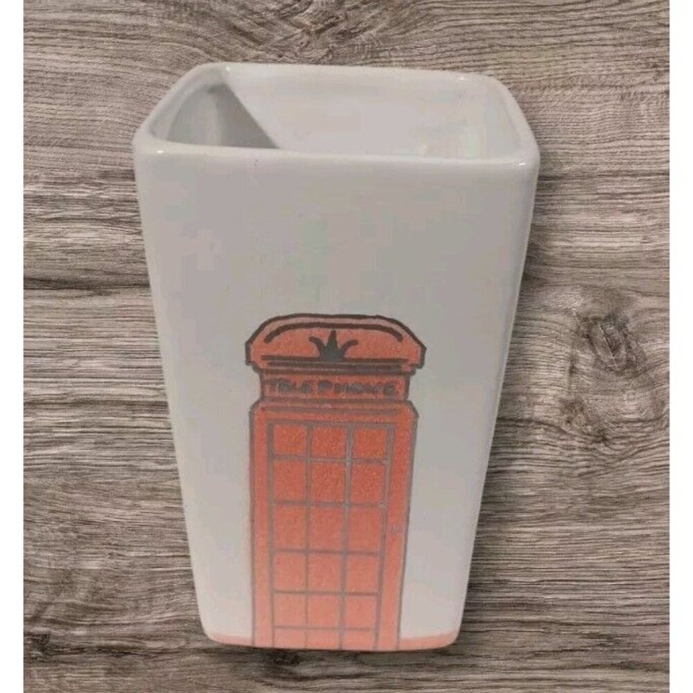 Signed Pottery Rectangular Vase Telephone Booth Lucy Goodwin Designs England Mod